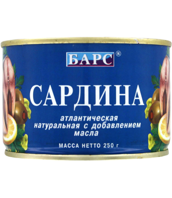 Սարդինա ձեթի մեջ «Барс» 250գ