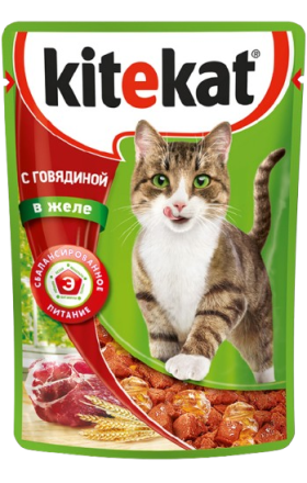 Կատուների կեր «Kitekat» 85գ Դոնդող, Տավար