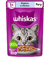 Կատուների կեր «Whiskas» 75գ, Ռագու, Սաղմոն և Իշխան
