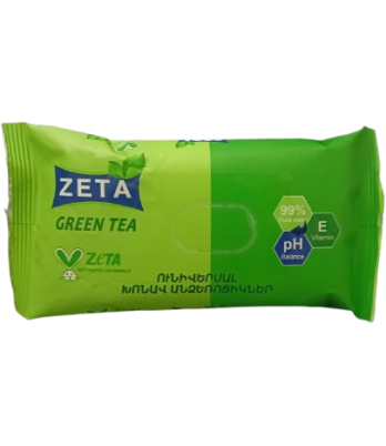 Անձեռոցիկ խոնավ «Zeta» Green Tea 12հատ