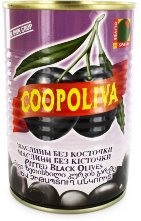 Ձիթապտուղ սև՝ առանց կորիզ «Coopoliva» 385գ