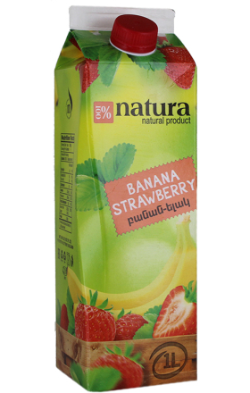 Հյութ «Natura» 1լ բանան և  ելակ 